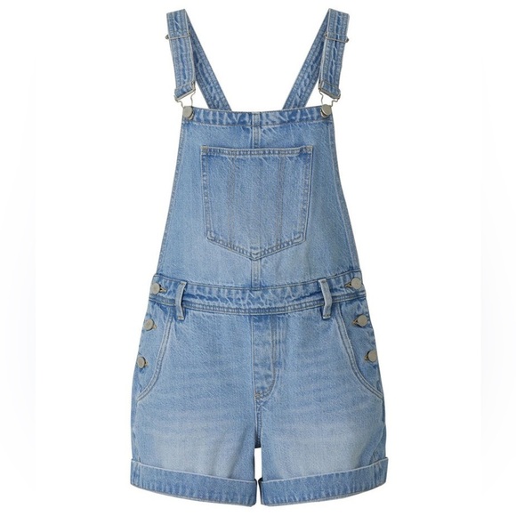 BLANKNYC Women’s Size 26 Light Blue Shorttall Cuffed Hem Cotton Denim Overalls - Picture 4 of 9